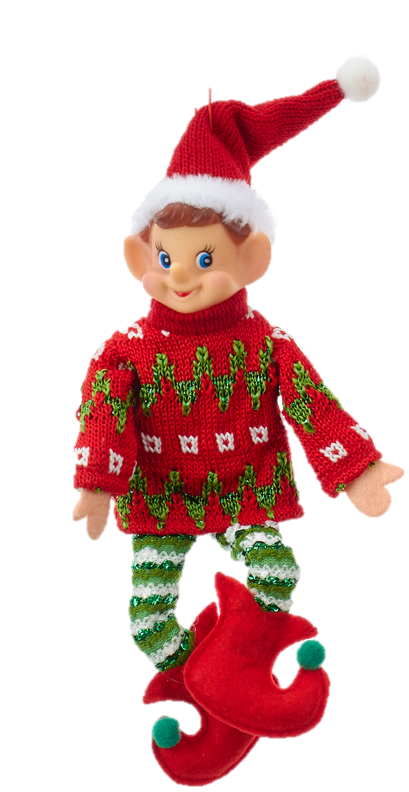 Fabric Christmas Elf With Red Jersey