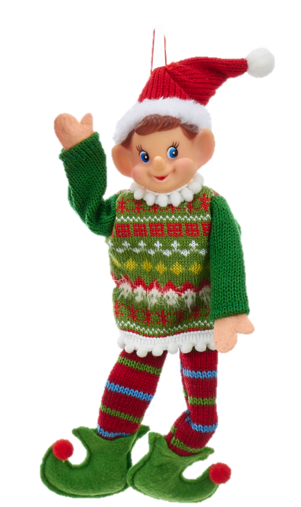 Fabric Christmas Elf With Green Jersey