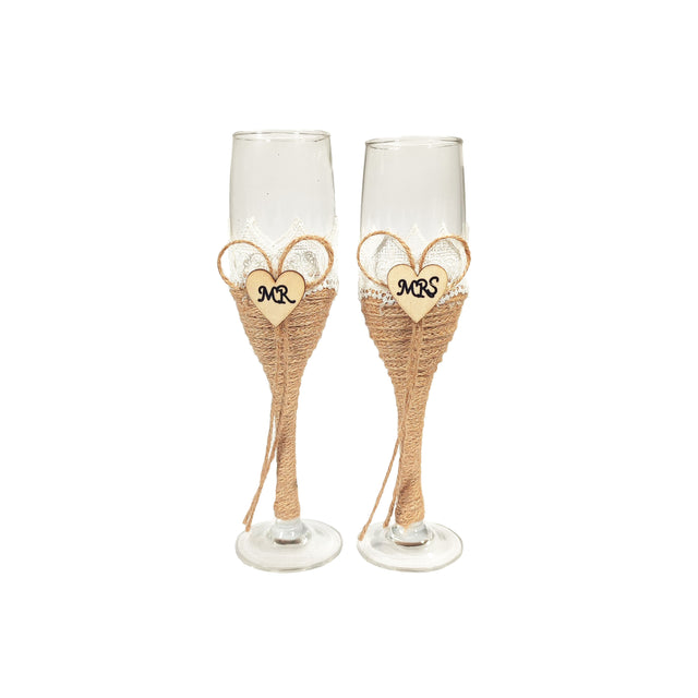 Champaign Glasses With Hessian
