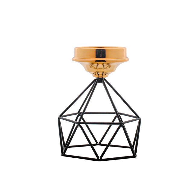 Black and Gold Single Candlestick Holder