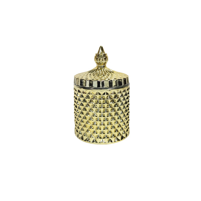 Hammered Bucket With Lid Gold