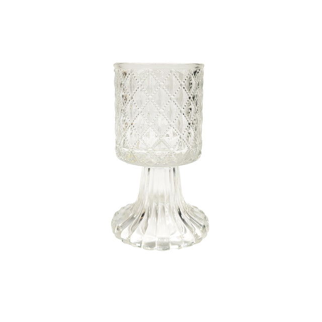 Glass Cup Faro With Diamond Lines