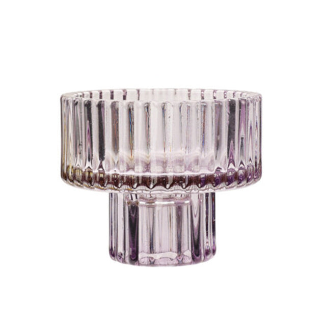Tea Light Holder Glass - Purple