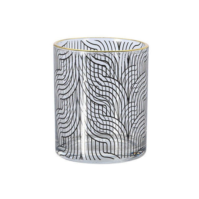 Tea Light Holder Black With Golden Ring