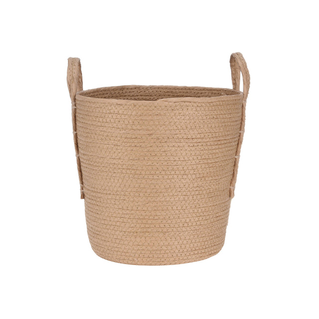 Medium Natural Paper Basket 2 Handles 28x28cm