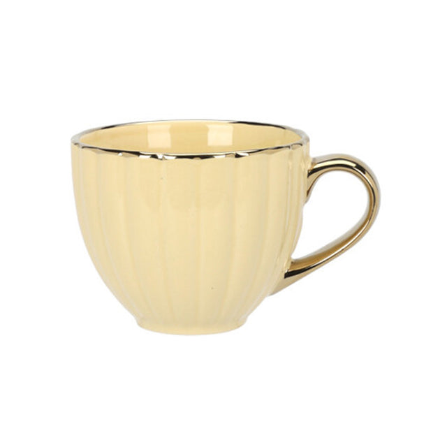Yellow Mug With Golden Ear And Rim (400ml)