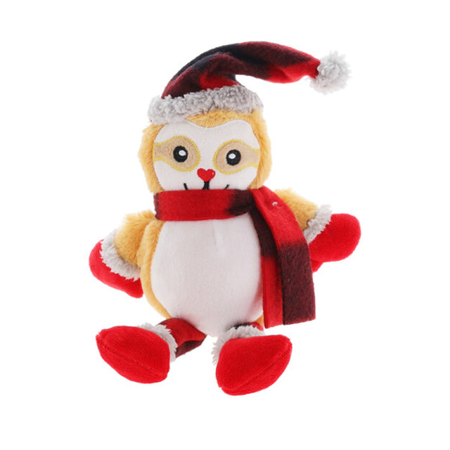 Christmas sloth plush dog toy with a squeaker