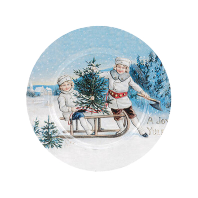 Plate For Christmas With Kids And Sleigh
