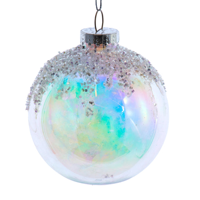 Glittered Iridescent Bauble 12cm