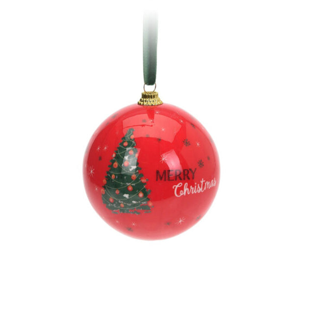 Xmas Ball, Polyester, 7.5Cm, Red - With Tree