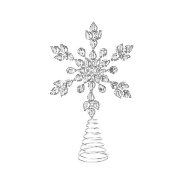 Jeweled Tree Top, Iron, Rhinestones, 17X5X26Cm, Silver, - Snowflake - Design