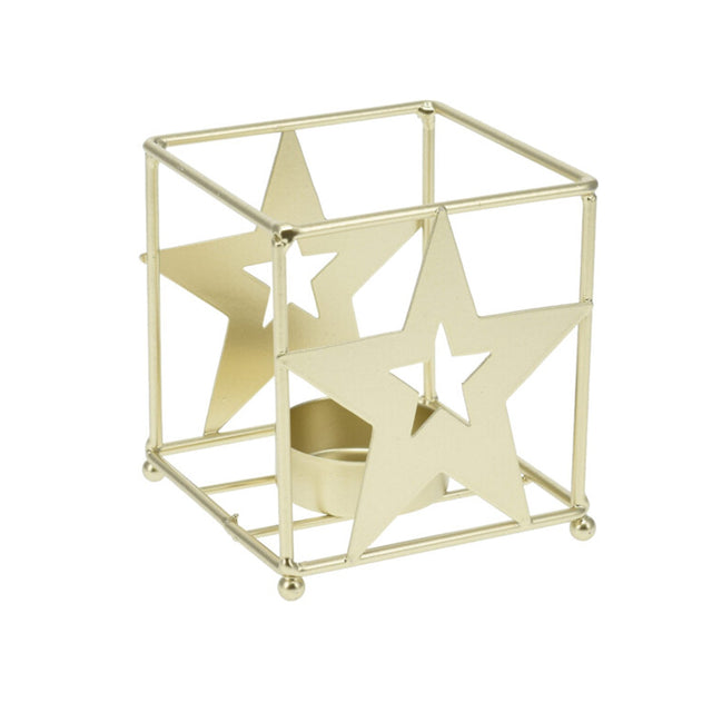 Tealightholder, Iron,8X8X8.5Cm, Champagne Gold, Star