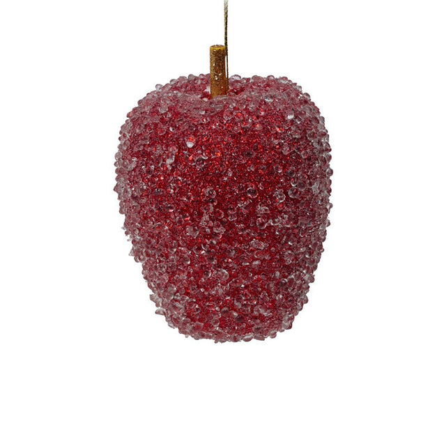 Apple Hanging Sugared, Polyfoam, 8X8X8Cm, Red, - Long