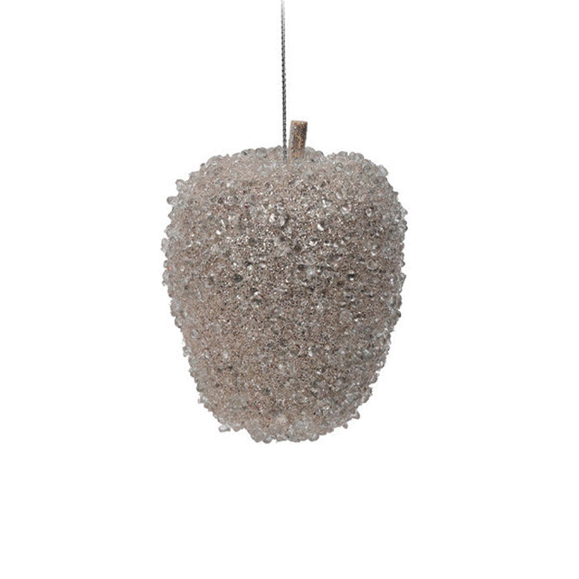 Apple Hanging Sugared, Polyfoam, 8X8X8Cm, Champagne - Long