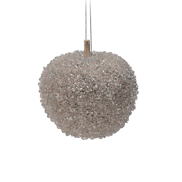 Apple Hanging Sugared, Polyfoam, 8X8X8Cm, Champagne - Round