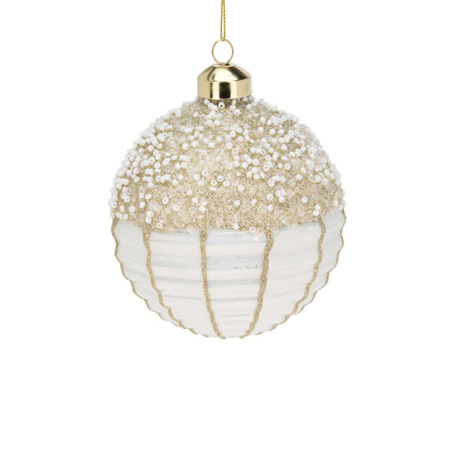 Xmas Ball, Glass 10x10x10cm, - White Bottom