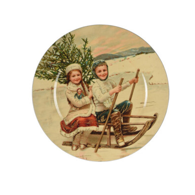 Plate Dia 33Cm With Kids On Sleigh