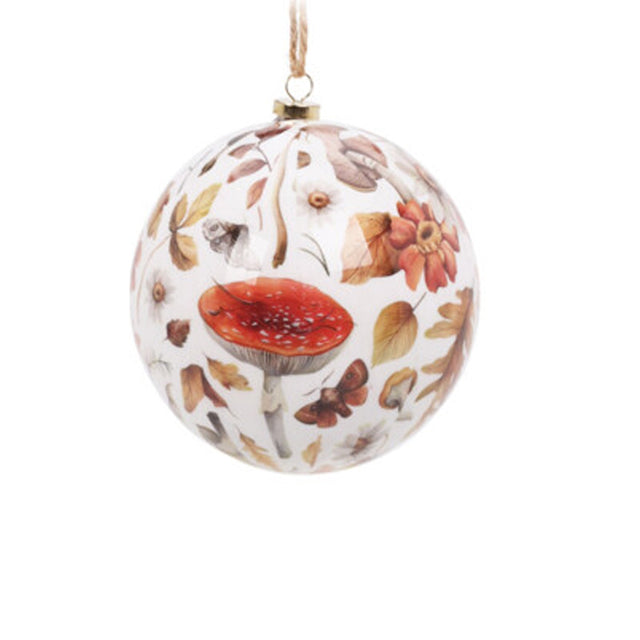 Xmas Ball, Paper Glue Style, Styrofoam 10Cm, White-Mushroom