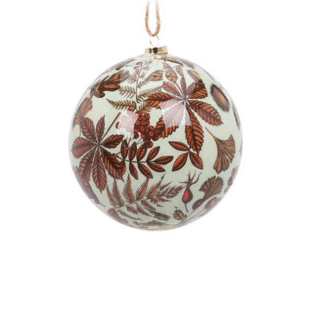 Xmas Ball, Paper Glue Style, Styrofoam 10Cm, Blue- Pinecone Leaves