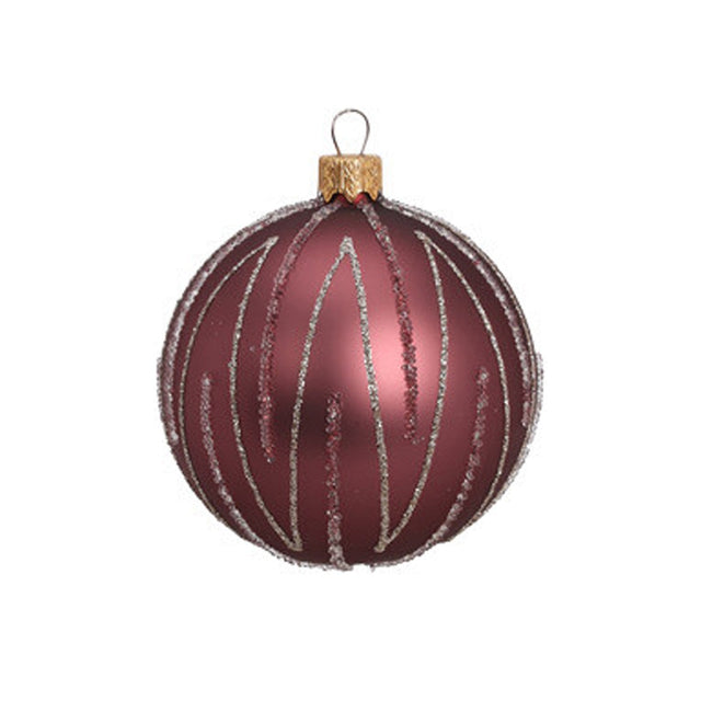 Xmas Ball, Glitter, Glass, 10Cm, Dark Pink