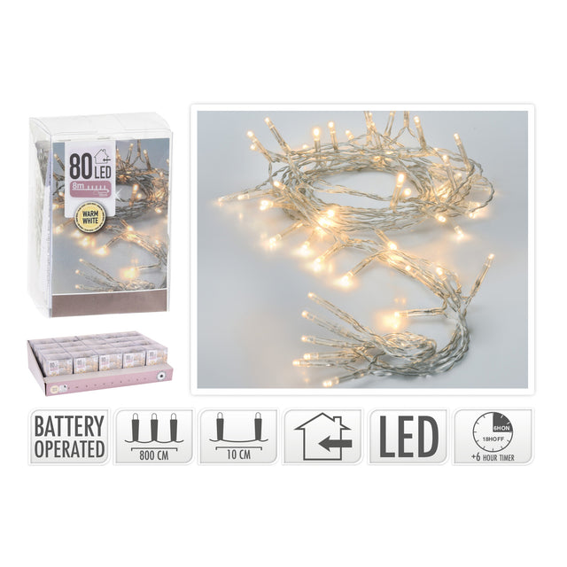 Led Lights 80Psc Ww Timer - 8M