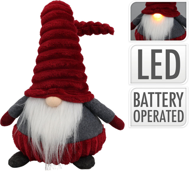 Gnome Standing 44Cm Led Burgundy