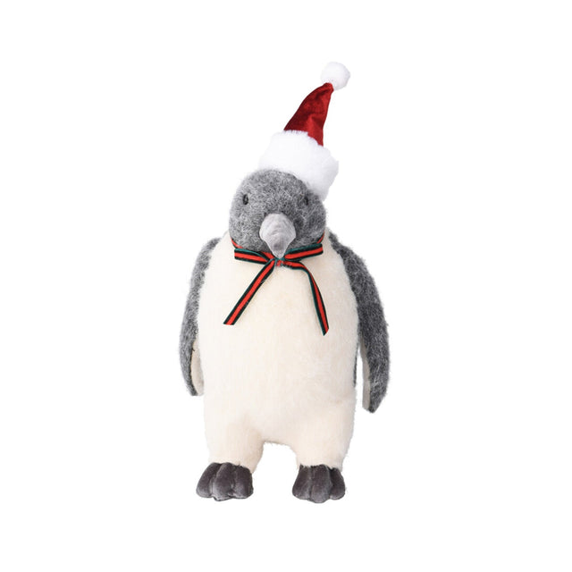 Penguin Standing, Polyfoam And Polyester 22X18X35Cm, White And Grey - Xmas Hat