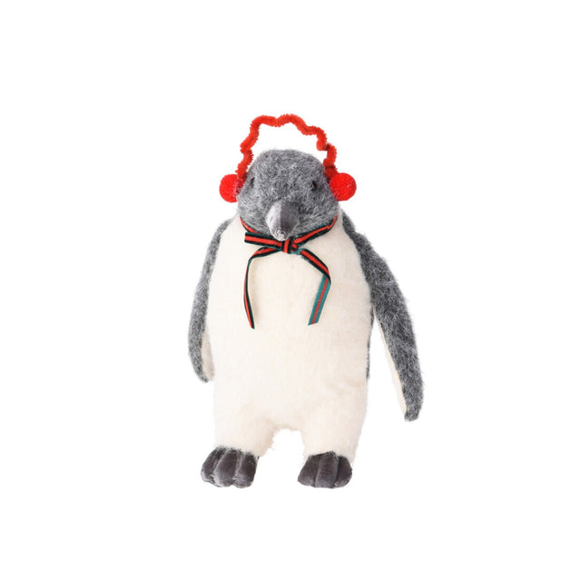 Penguin Standing, Polyfoam And Polyester 22X18X35Cm, White And Grey - Ear Muffs