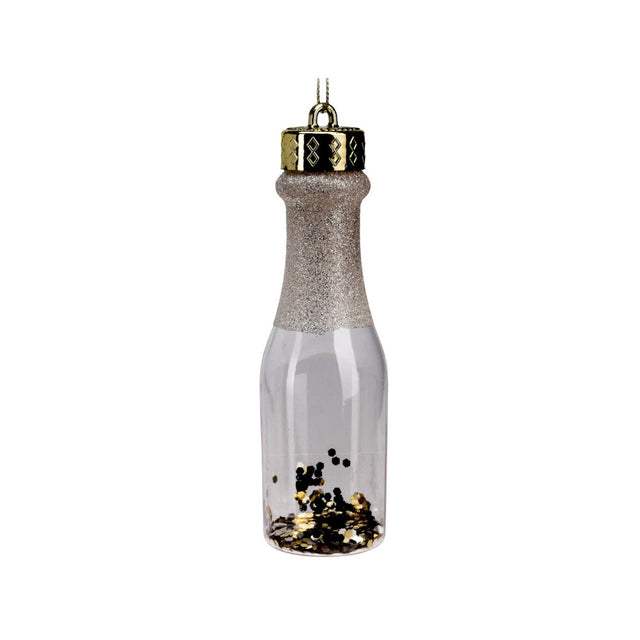 Bottle, Pet, 4X14Cm, Transparent Bottle With Glitter Inside, Champagne