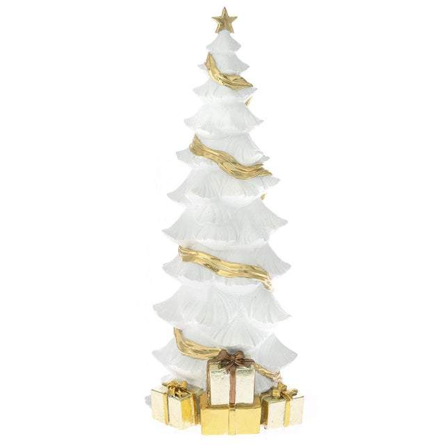 White Gold Resin Christmas Tree 15X15X40Cm