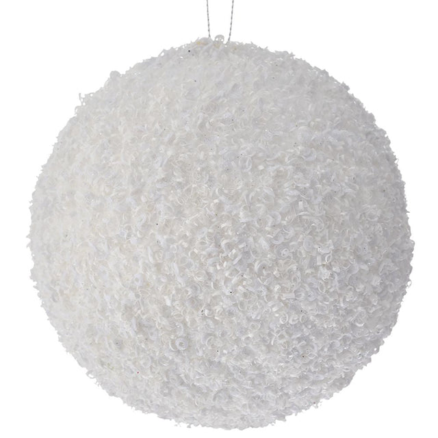 White Glitter Foam Bauble 15Cm