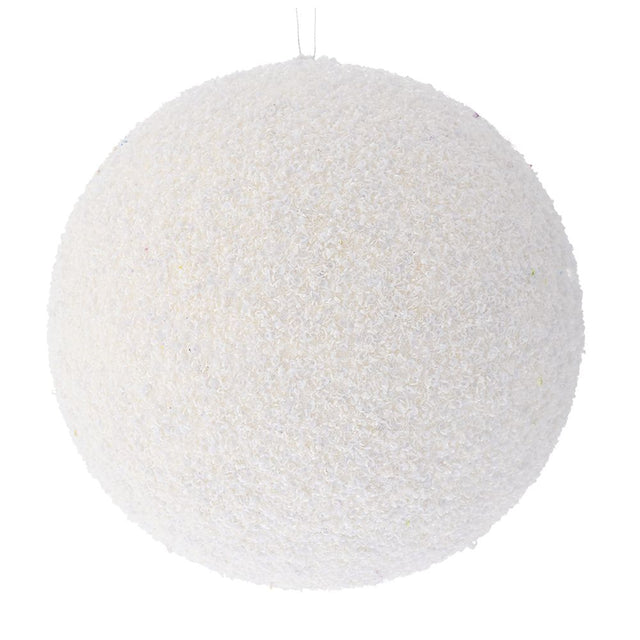 White Glitter Foam Bauble 20Cm