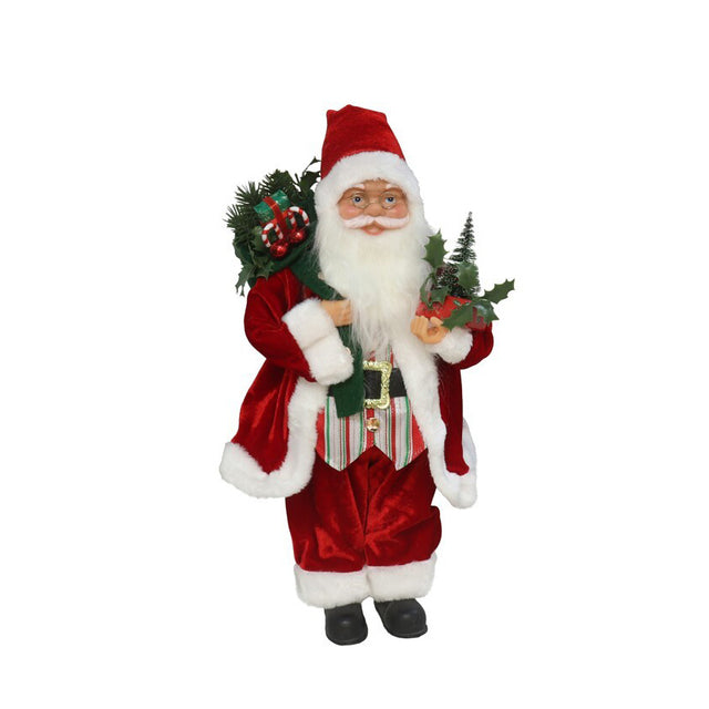Standing Santa With Bag And Tree 45Cm