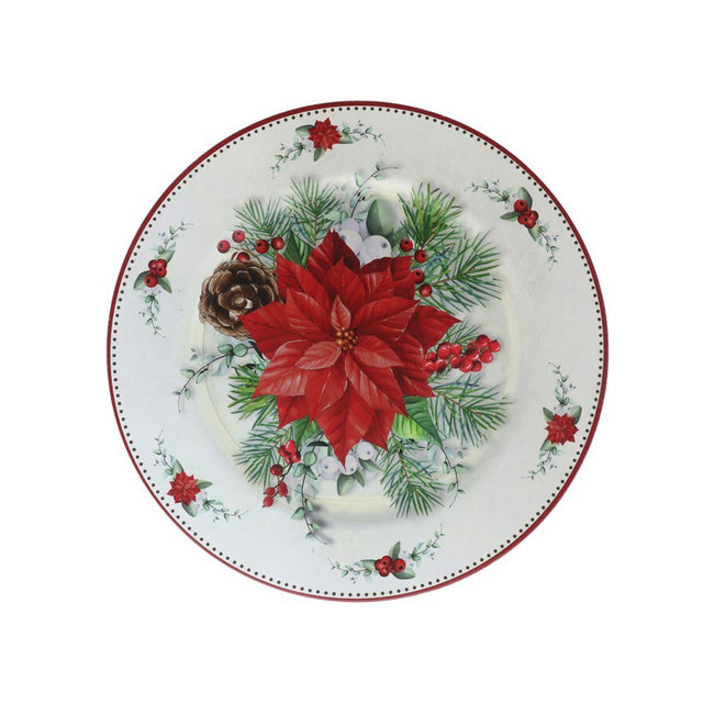 Underplate Winged Poinsettia With Berries 33X33X1,5Cm