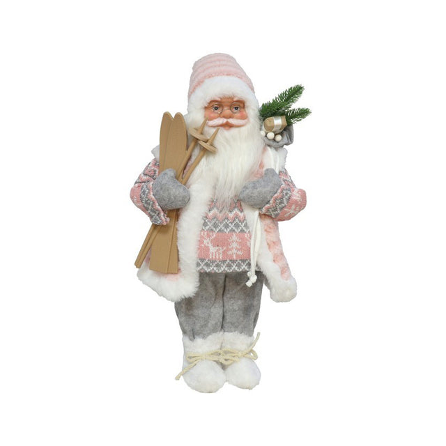 Santa Standing With Bag And Ski'S 45Cm
