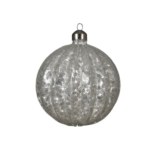 Glass Bauble 10Cm Silver