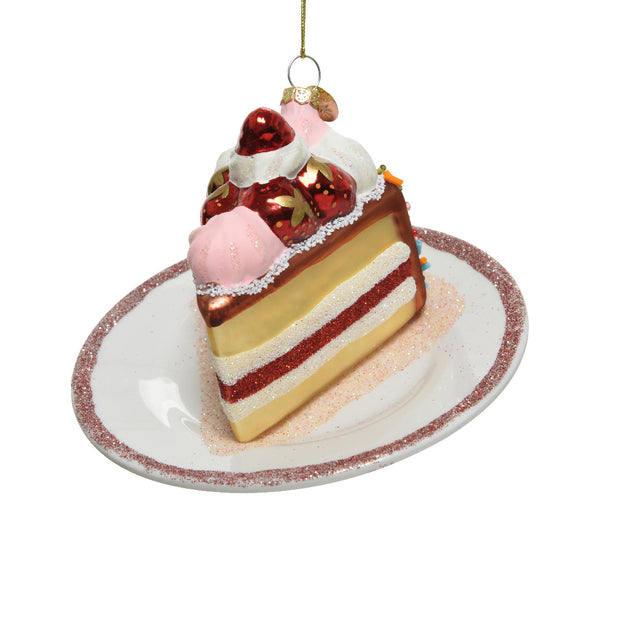 Glass Slice Of Cake On Plate 12.5X12.5X8.2Cm