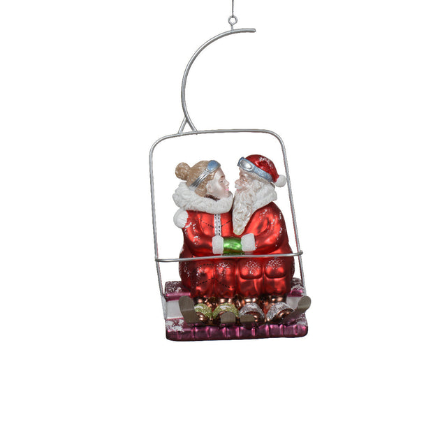 Glass Santa & Mrs Clause 10.1X10.3X22Cm