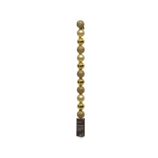 Baubles In Tube Set Of 14 - Shades Of Gold 3Cm