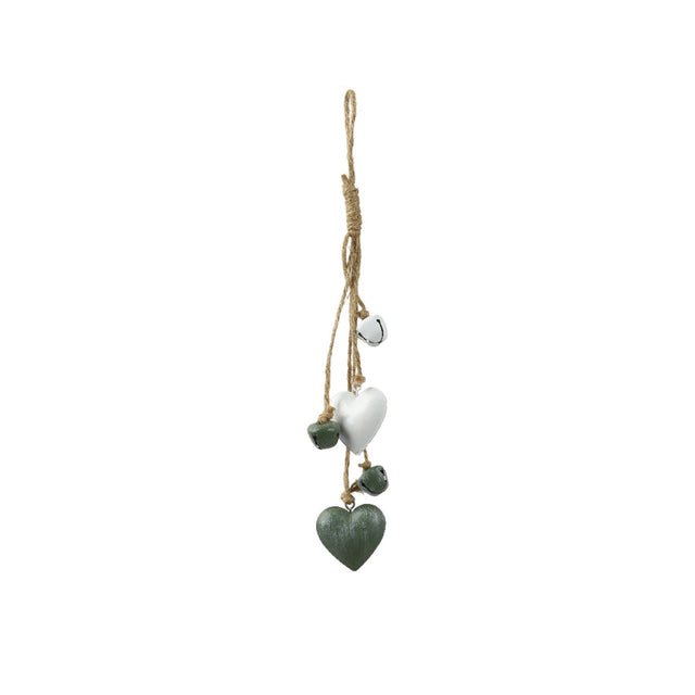 Hanging Bundle Green & White 1.2X4.5X27cm - Heart
