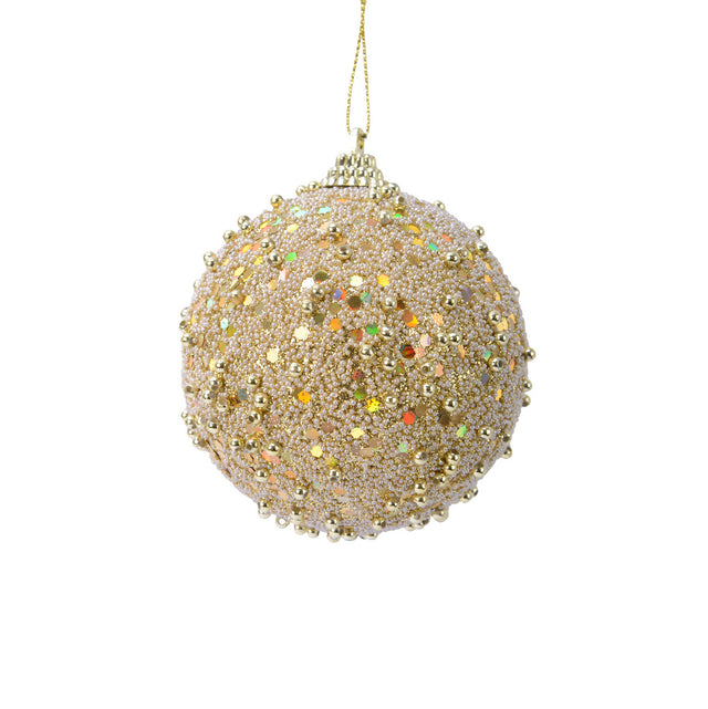 Bauble Foam With Multicolour Beads & Sequins 8Cm