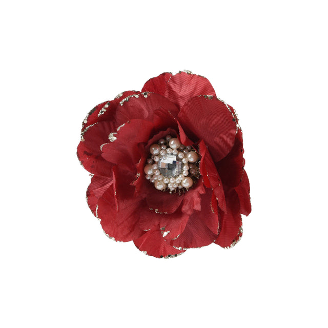 Rose On Clip 16X16X16Cm - Red