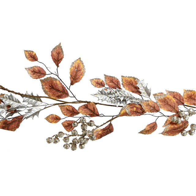 Garland With Leaves 5X15X120Cm - Orange