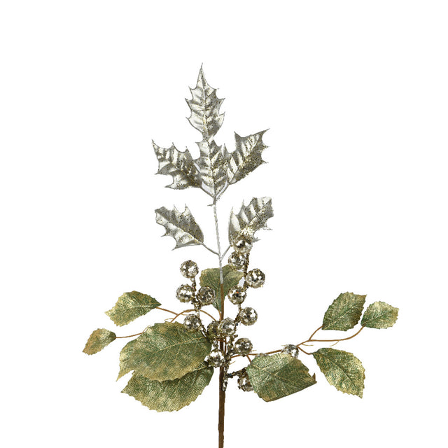 Spray With Leaves & Berries 5X18X58Cm - Green