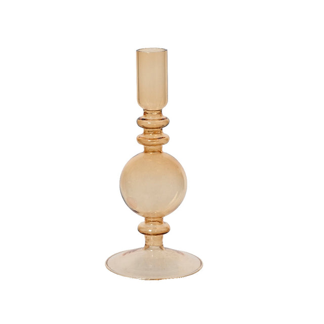 Glass Candleholder 8.5X19Cm - Beige