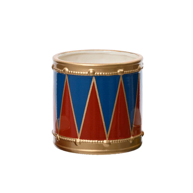 Planter Dolomite - Drum 12.7X12.5Cm - Red & Blue