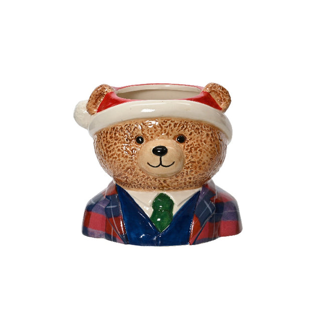 Planter Dolomite Bear 13.8X11.7X12.3Cm - Green Tie