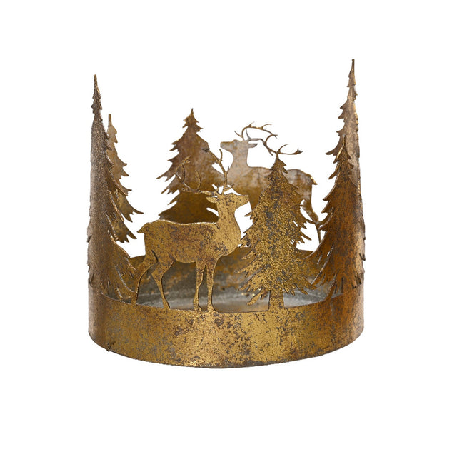 Iron Antique Deer & Tree Cut Out Candleholder 10X10Cm - Set Of 2