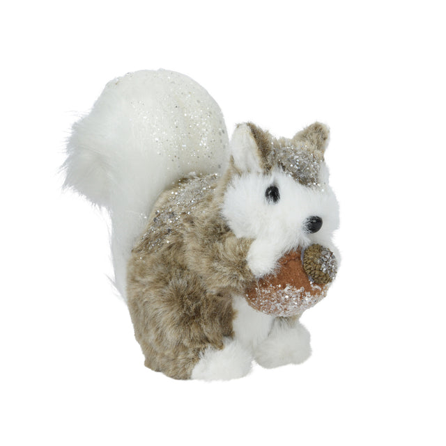 Squirrel With Faux Fur 8X12X20Cm