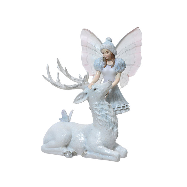 Fairy With Reindeer 14.2X12.8X20Cm